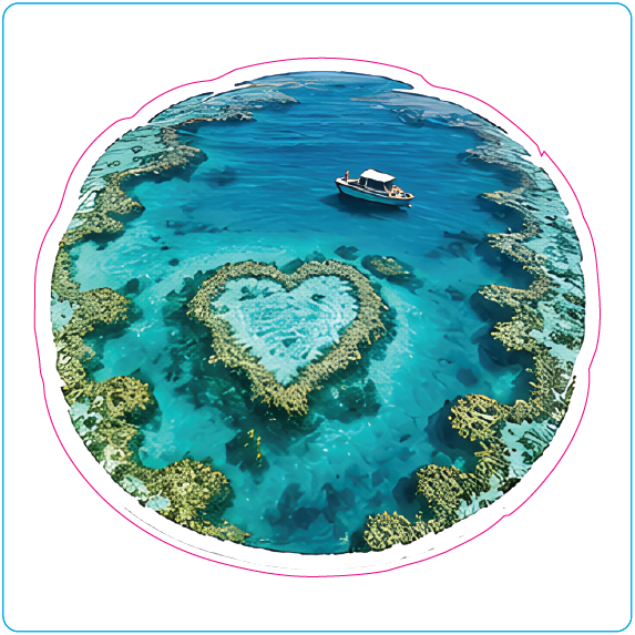 Heart Reef Great Barrier Reef Vinyl Sticker - #1006