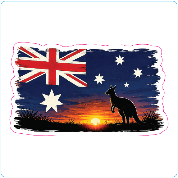Australian Flag Kangaroo Vinyl Sticker - #1010