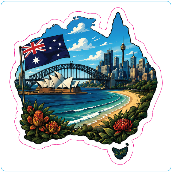 Australian Map Sydney Harbour Vinyl Sticker - #1011