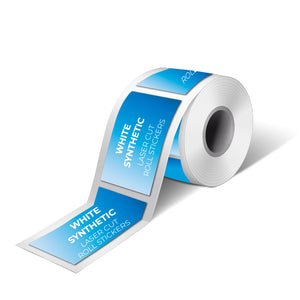 Sticker Rolls - WHITE SYNTHETIC - Laser Cut  - Custom Size