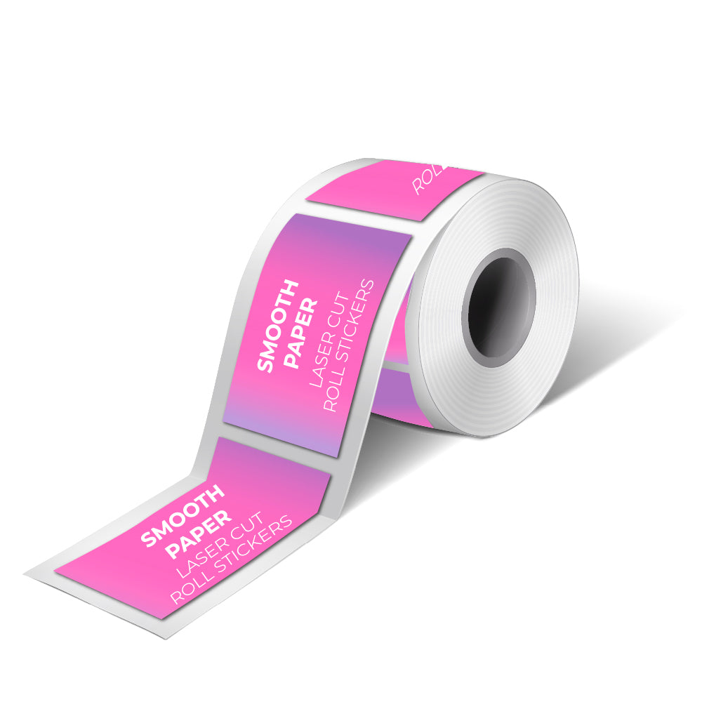 Sticker Rolls - SMOOTH PAPER  - Laser Cut - Custom Size