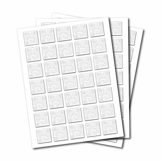 Clear Small QR Code Vinyl Stickers on Sheets - Single QR Code File Onl ...