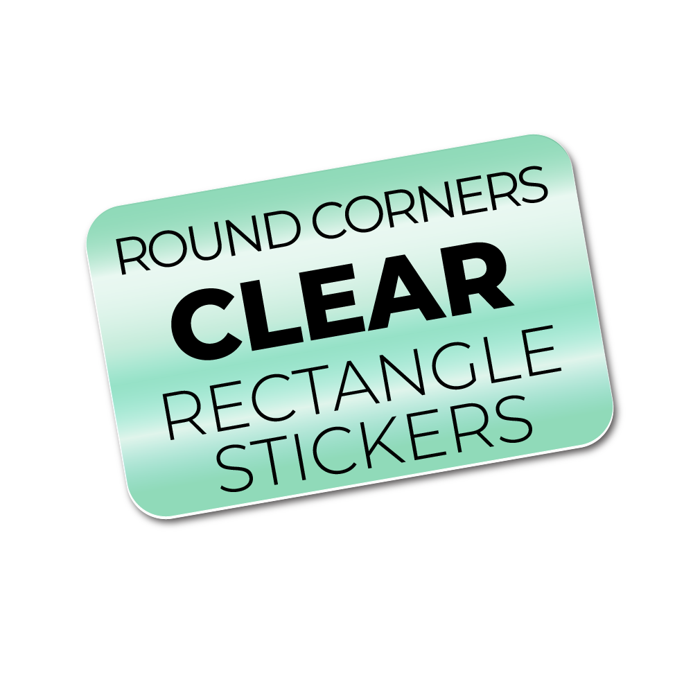 Clear vinyl stickers rectangle with rounded corners
