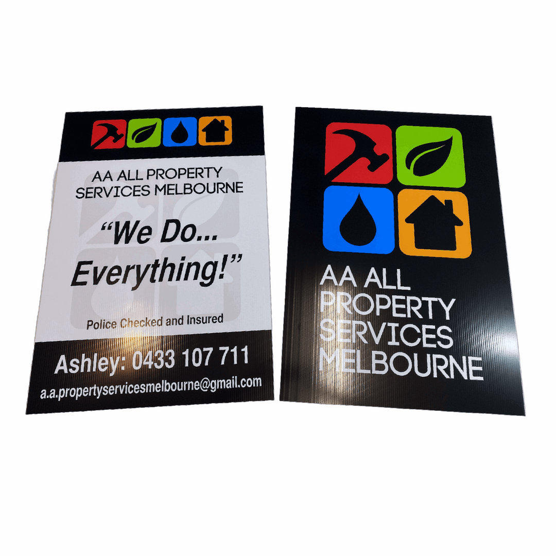 Business signs double sided corflute fluteboard prints