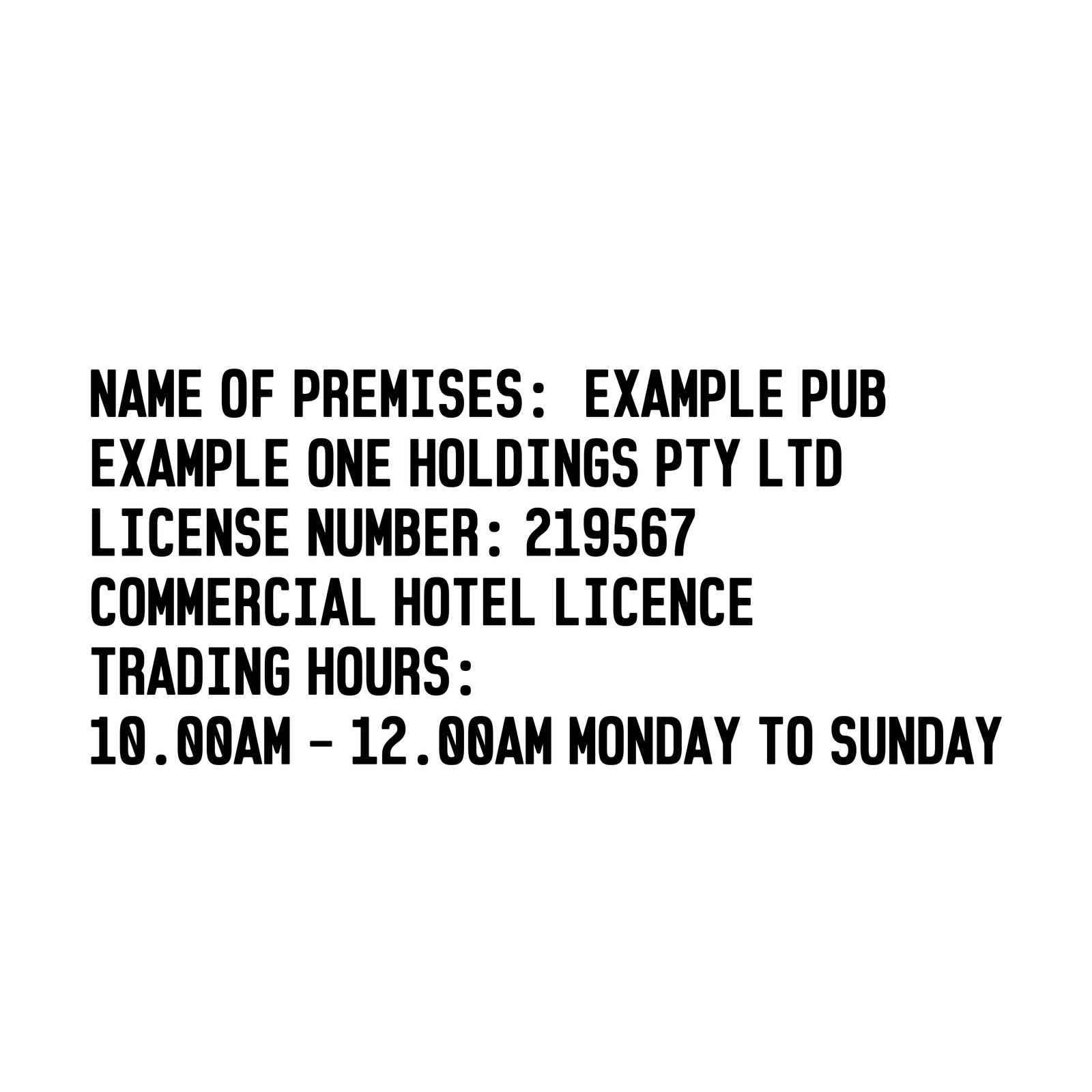 Liquor License Cut Lettering - Design 3