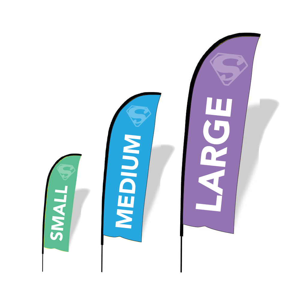 Banner Flag with Pole - Feather/Bow Shape