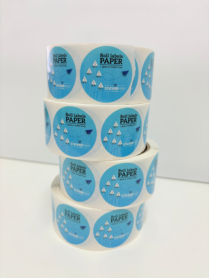 Sticker Rolls - SMOOTH PAPER  - Laser Cut - Custom Size