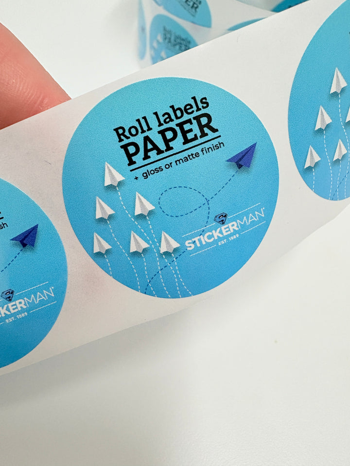 Sticker Rolls - SMOOTH PAPER  - Laser Cut - Custom Size