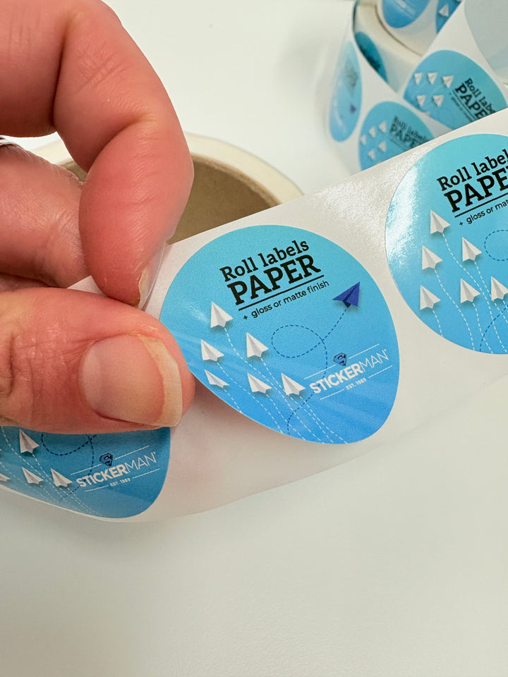 Sticker Rolls - SMOOTH PAPER  - Laser Cut - Custom Size