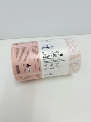 Sticker Rolls - WHITE SYNTHETIC - Laser Cut  - Custom Size