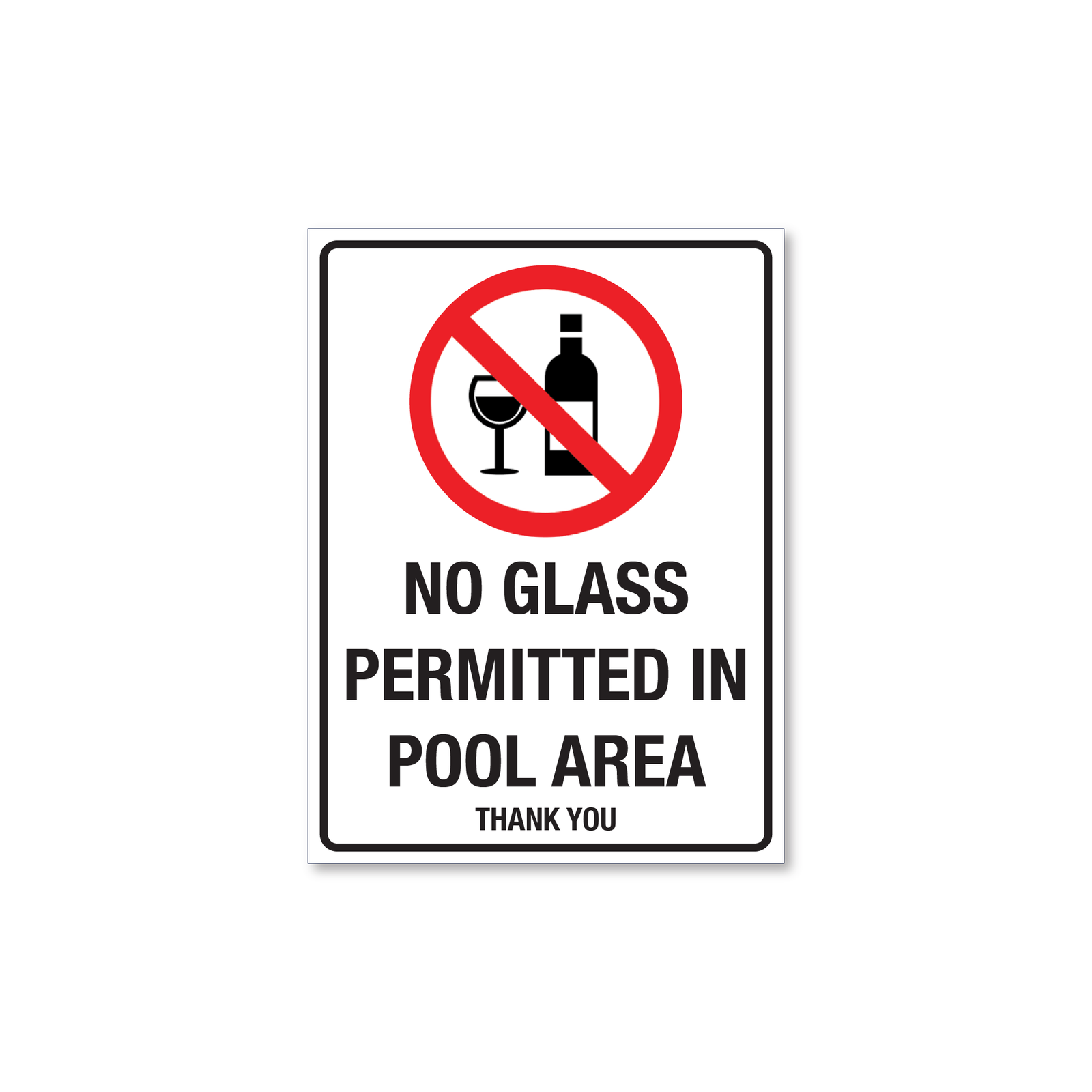 No Glass Permited in Pool Area Sign