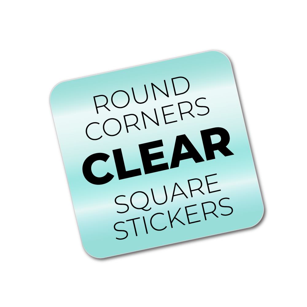 Clear vinyl stickers square with rounded corners