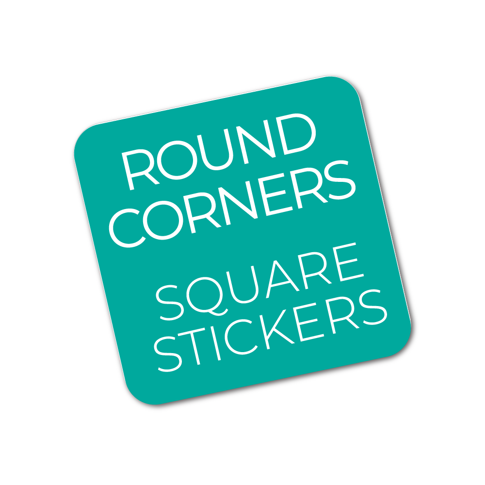 Vinyl square stickers with rounded corners