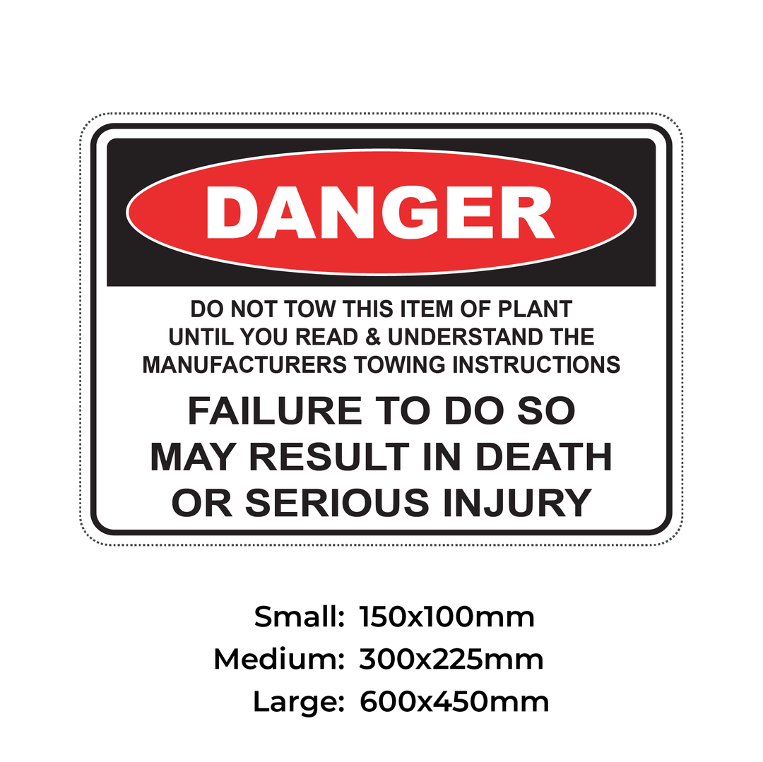 DANGER TOWING INSTRUCTIONS - S8