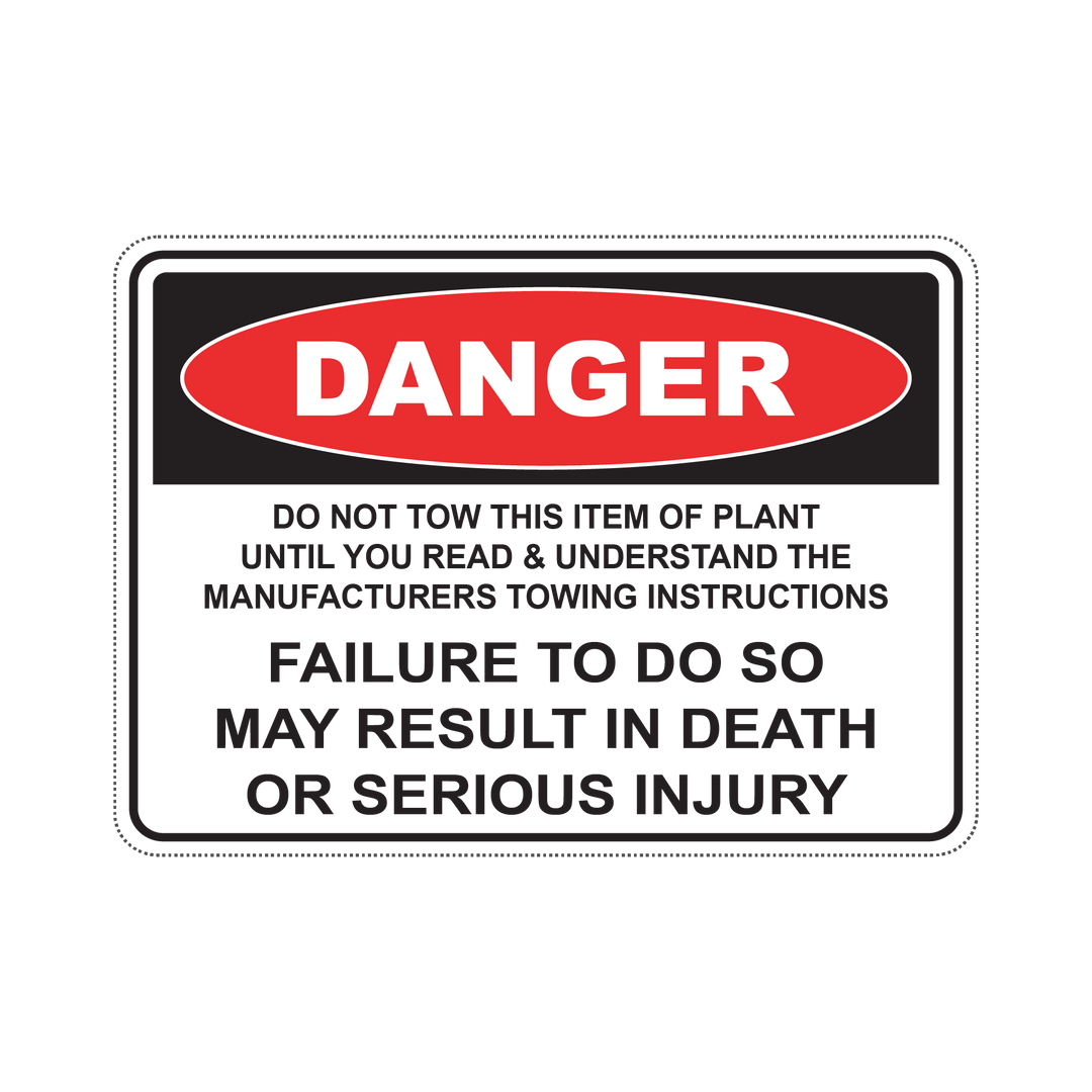 DANGER TOWING INSTRUCTIONS - S8