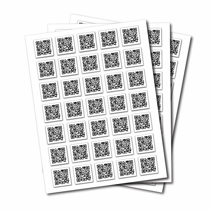 Small QR Code Vinyl Stickers on Sheets - Single QR Code File Only
