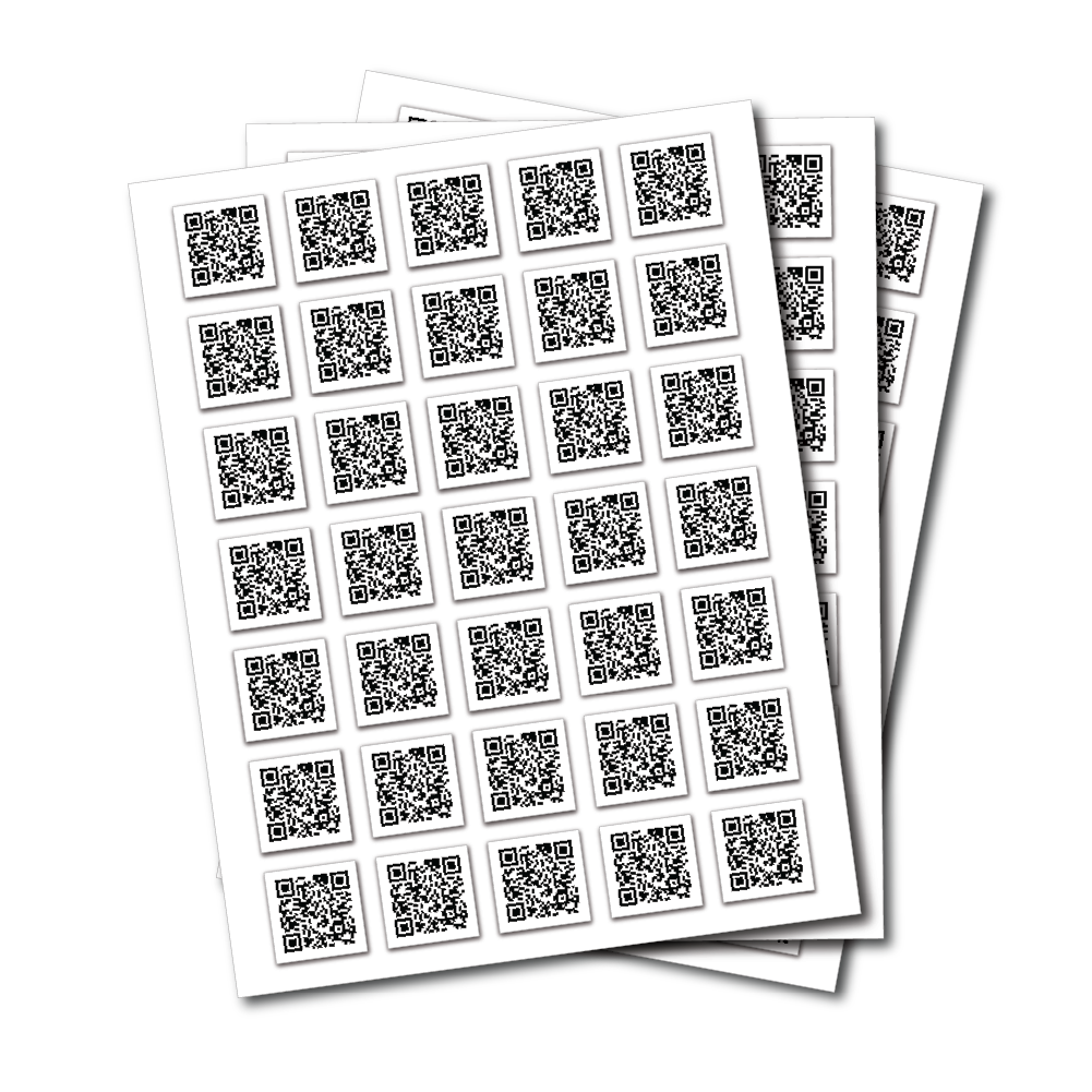 Small QR Code Vinyl Stickers on Sheets