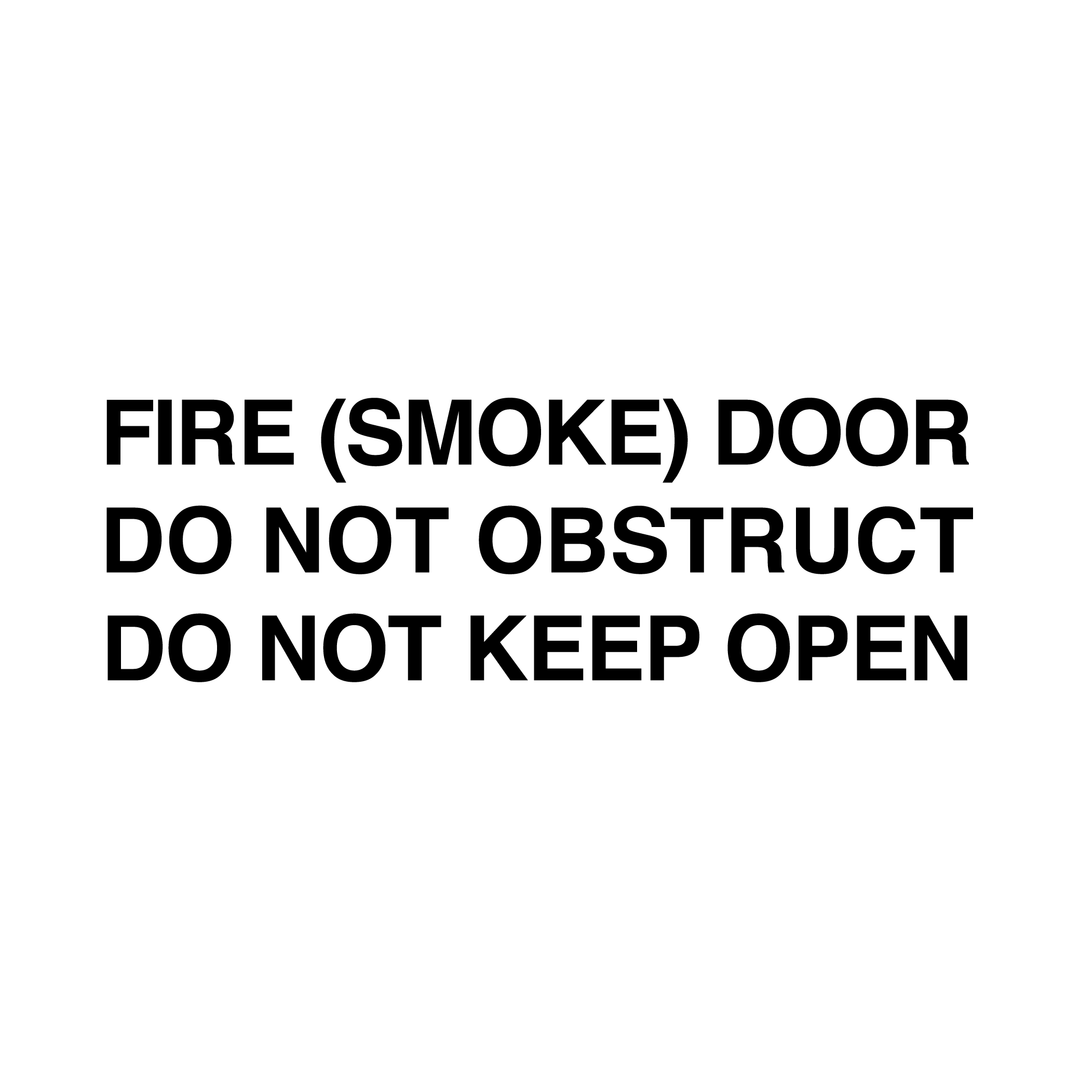 Fire Door Stickers - F2: FIRE (SMOKE) DOOR, DO NOT OBSTUCT, DO NOT KEEP OPEN